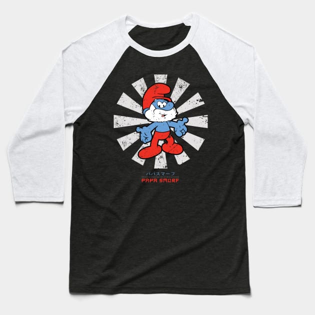 Papa Smurf Retro Japanese Baseball T-Shirt by Nova5